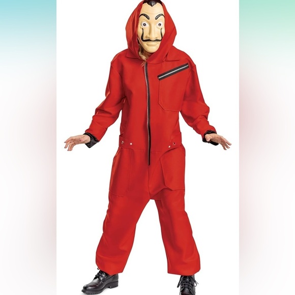 Disguise Adult Money Heist Jumpsuit without Mask Costume red jumpsuit size XXL - Picture 3 of 5